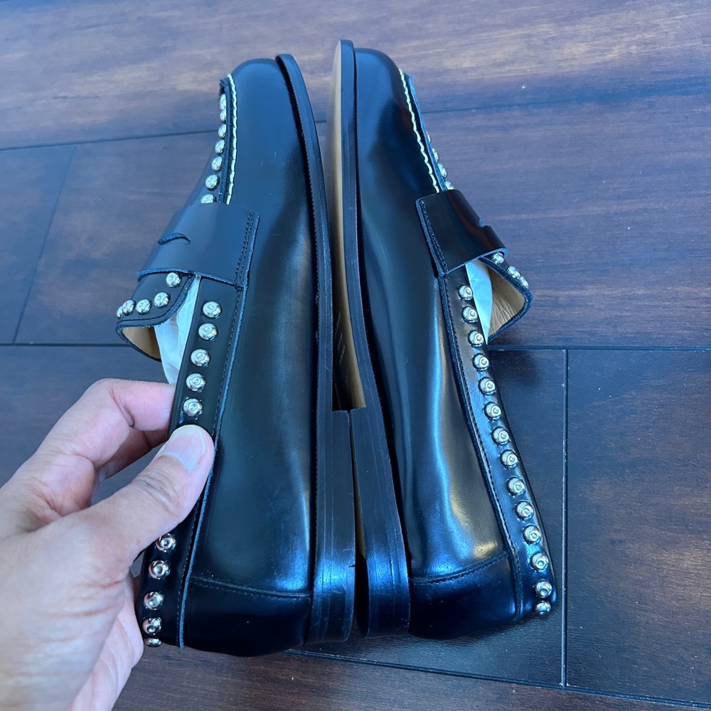 $460 NWOB Isabel‎ Marant Black Fenzay Studded Loafers Women's size 37 Goth Punk - Picture 5 of 8